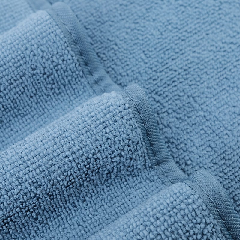 POLYTE Oversize, 60 x 30 in., Quick Dry Lint Free Microfiber Bath Towel Set, 6 Piece (Blue) - Image 5